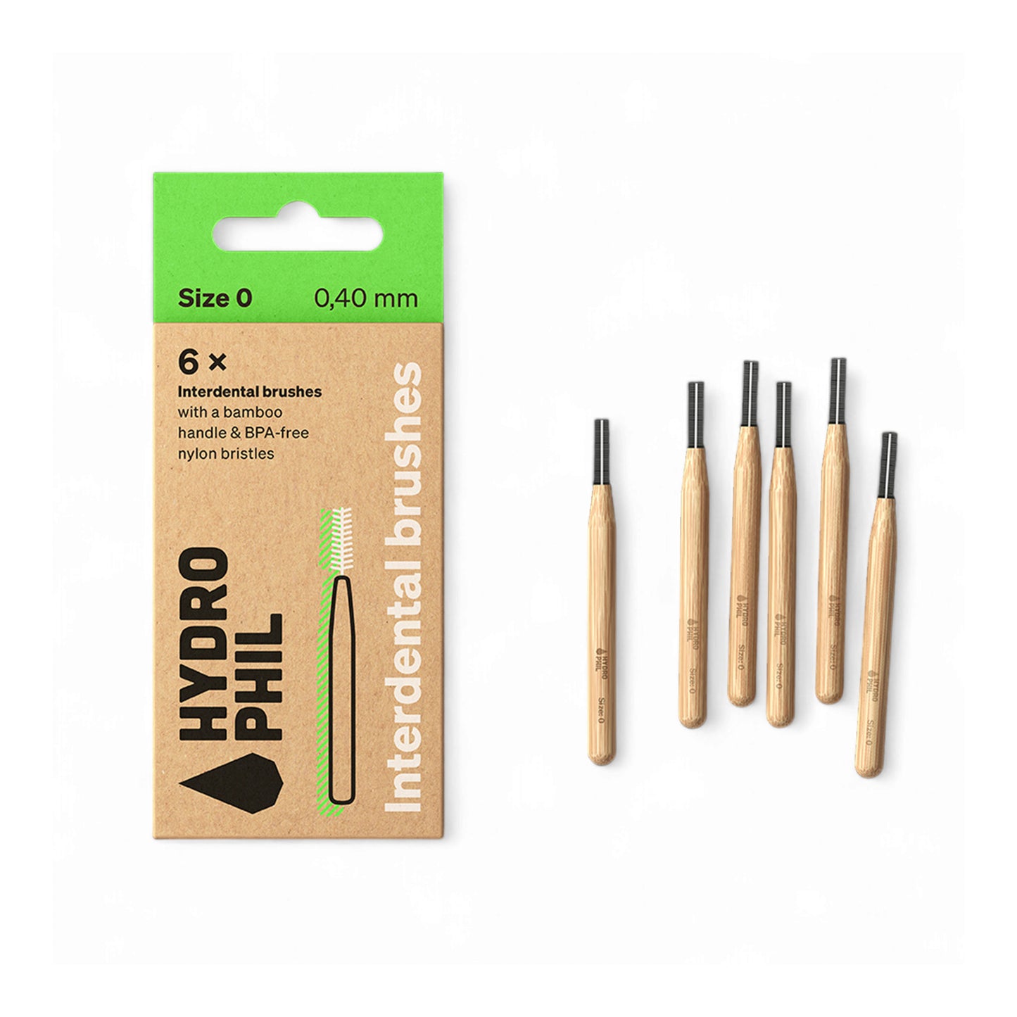 900206 Kartáček bambusový mezizubní 0,40 mm 6 ks   HYDROPHIL-1