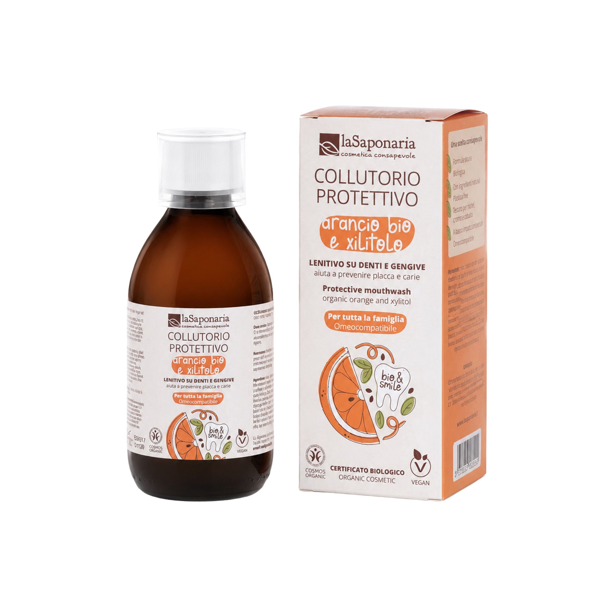 900575 Voda ústní ochranná s pomerančem a xylitolem 250 ml BIO   LA SAPONARIA-2
