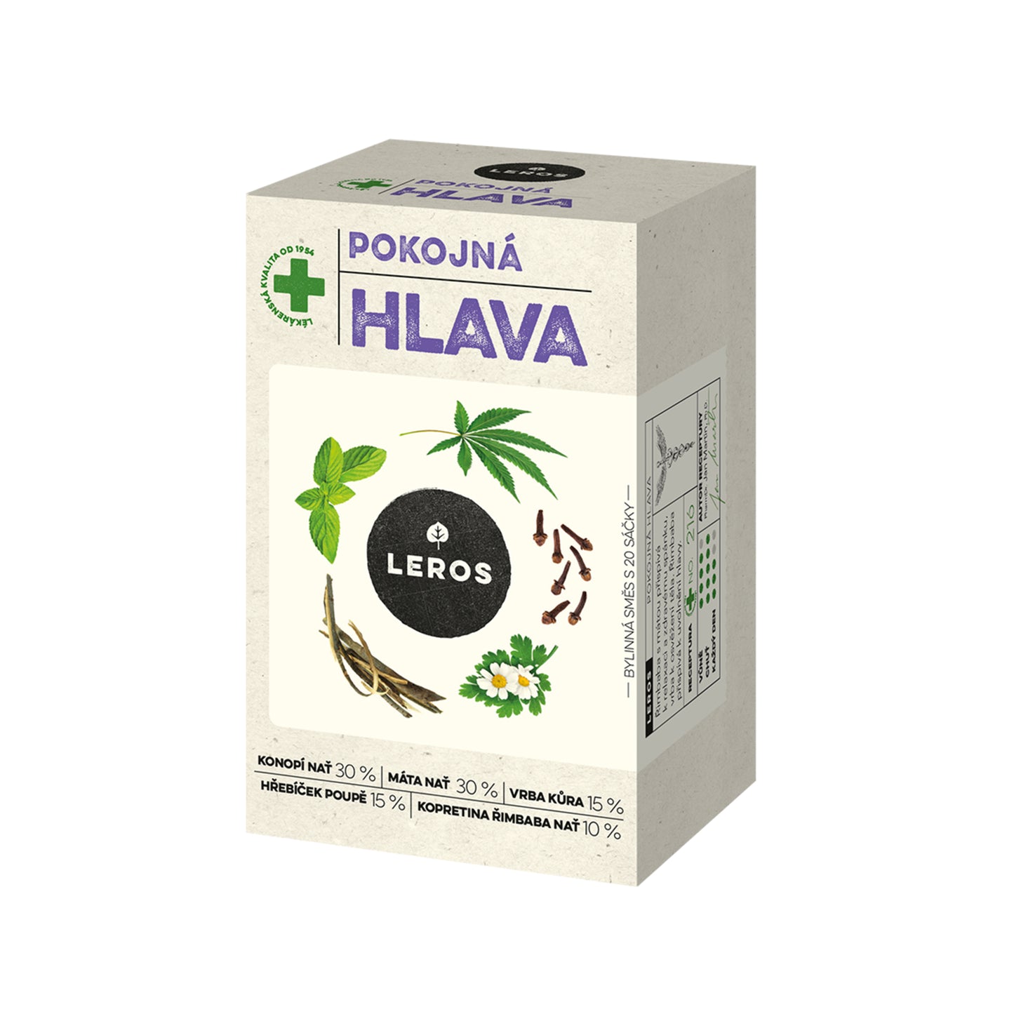 901909 Čaj bylinný Pokojná hlava 20 sáčků 30 g   LEROS-1