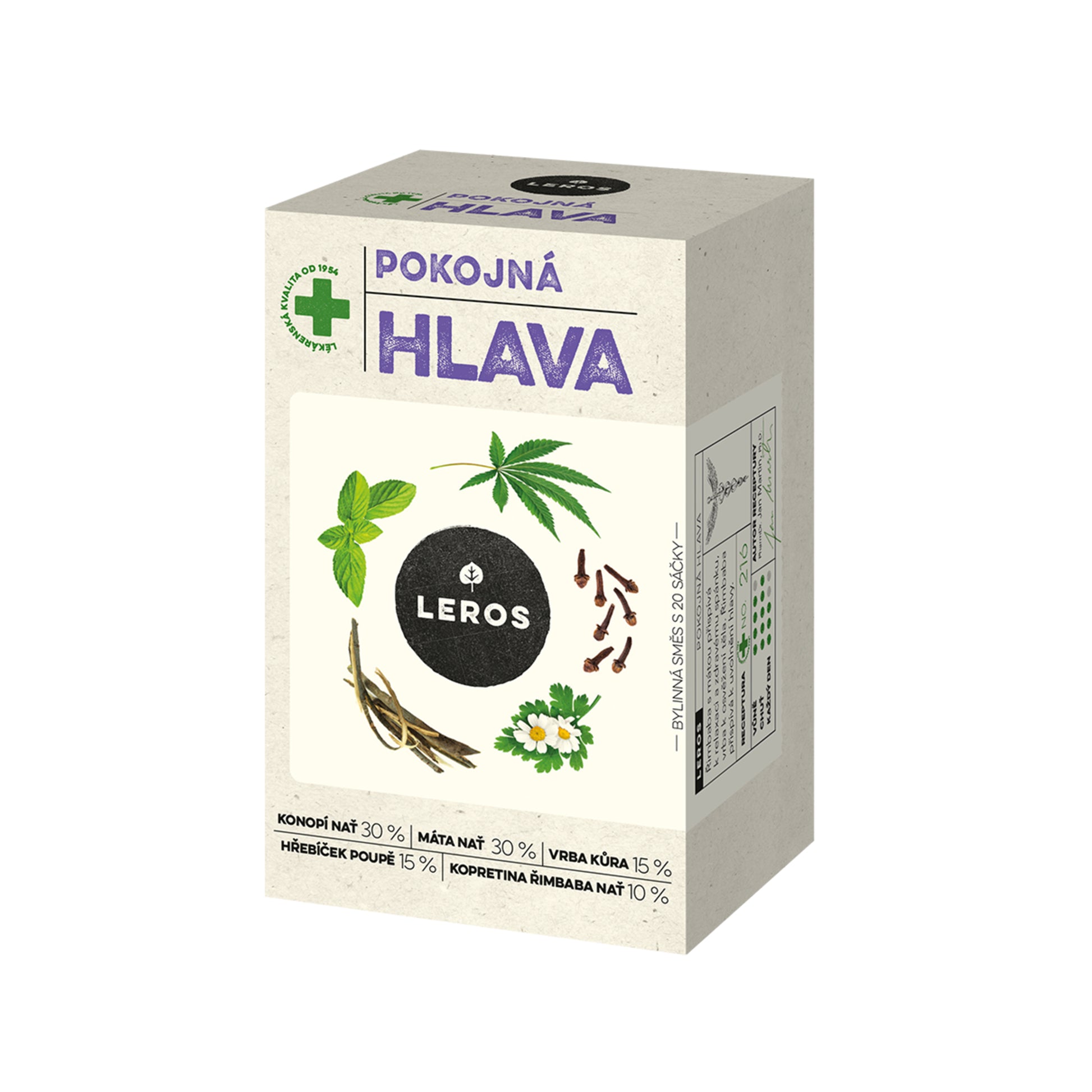 901909 Čaj bylinný Pokojná hlava 20 sáčků 30 g   LEROS-1