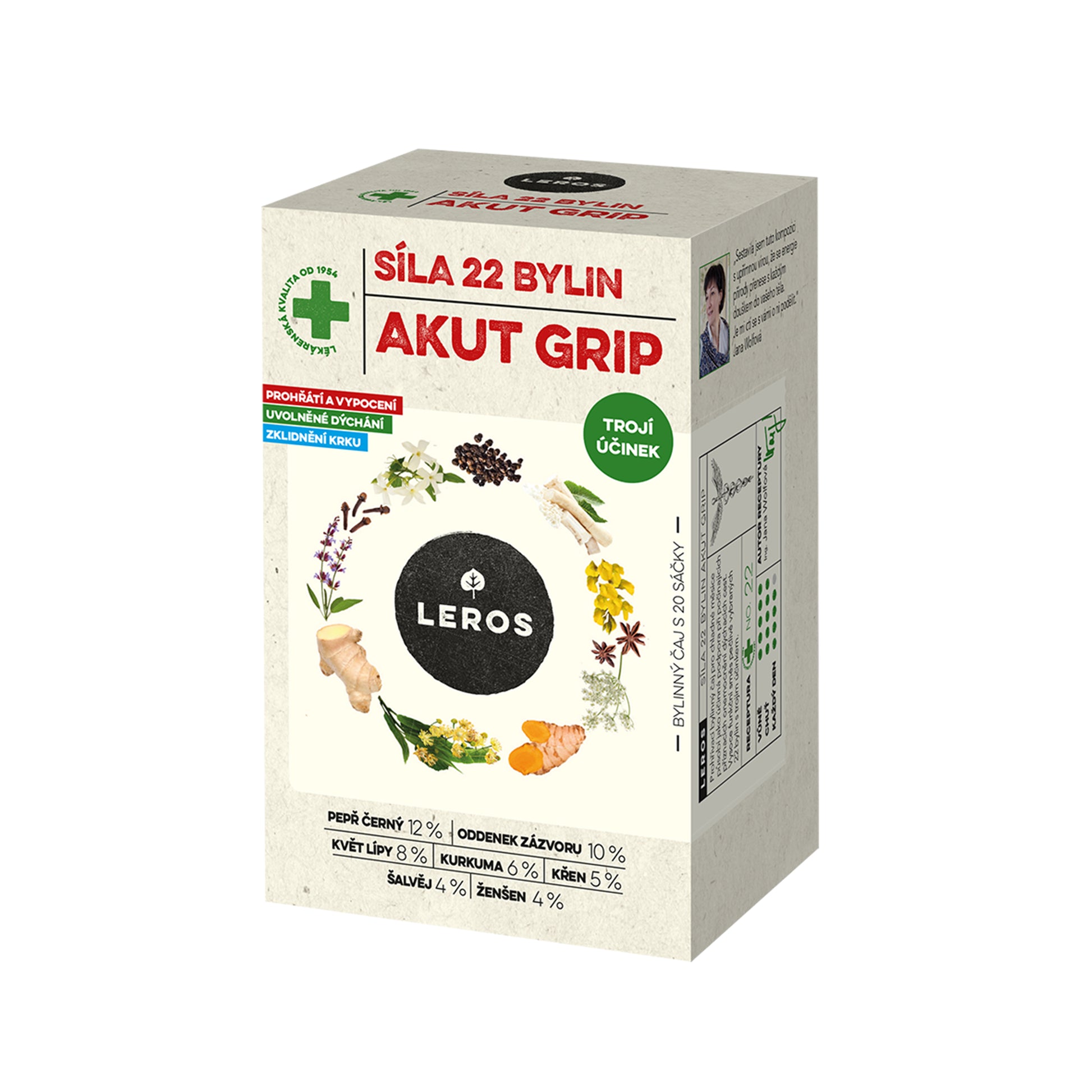 901911 Čaj bylinný Síla 22 bylin AKUT GRIP 20 sáčků 50 g   LEROS-1
