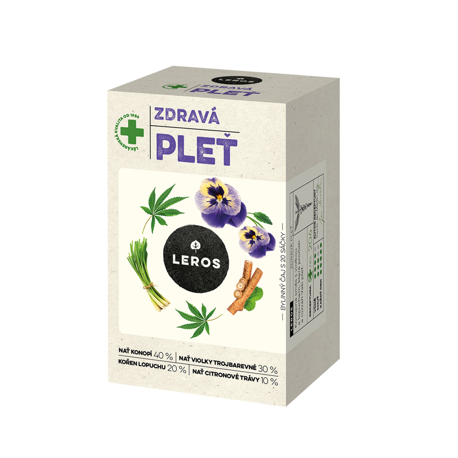 901915 Čaj bylinný Zdravá pleť 20 sáčků 30 g   LEROS-1