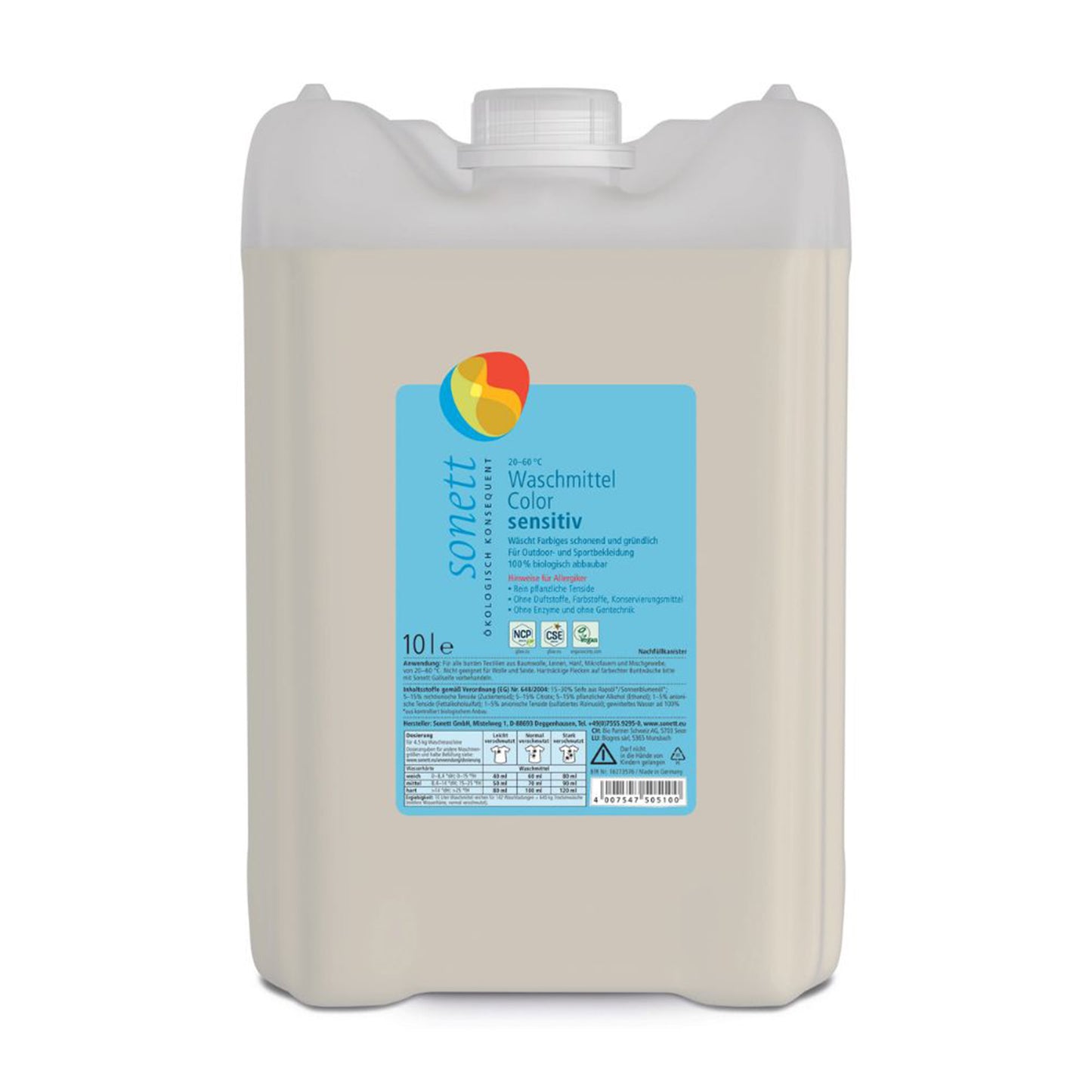 902135 Gel prací tekutý na barevné prádlo Sensitive 10 l   SONETT -1