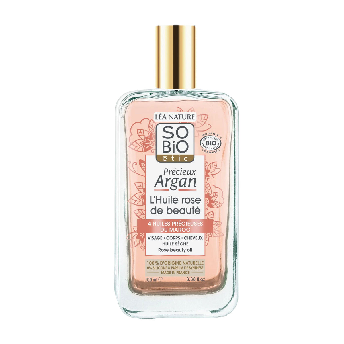 903469 Olej pěstící na tělo, tvář i vlasy - růžový 100 ml BIO Précieux Argan   SO’BiO étic