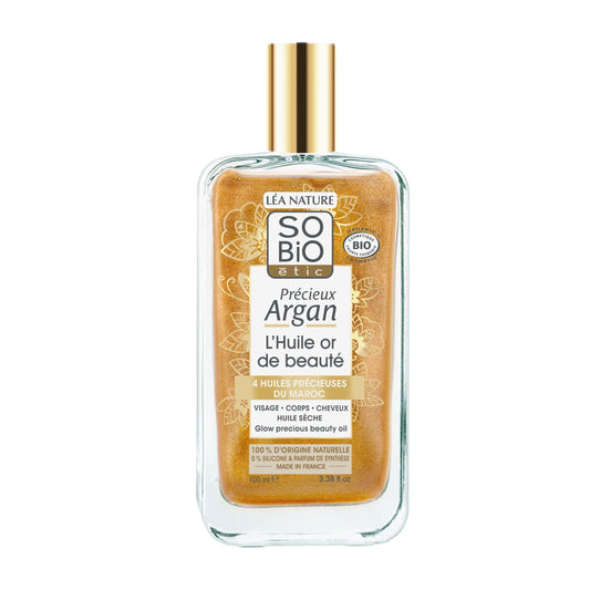 903470 Olej pěstící na tělo, tvář i vlasy - zlatý 100 ml BIO Précieux Argan   SO’BiO étic