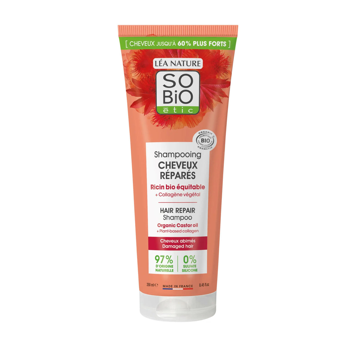 903481 Šampon regenerační s rostlinným kolagenem pro poškozené vlasy 250 ml BIO   SO’BiO étic