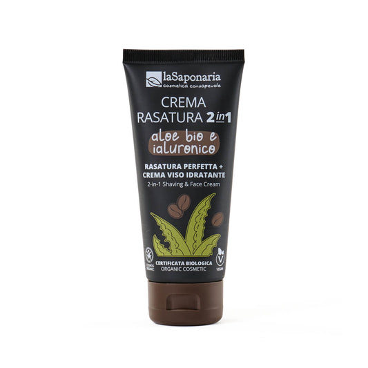 903809 Krém pánský na holení a tvář 2v1 s aloe vera a kyselinou hyaluronovou 100 ml BIO   LA SAPONAR