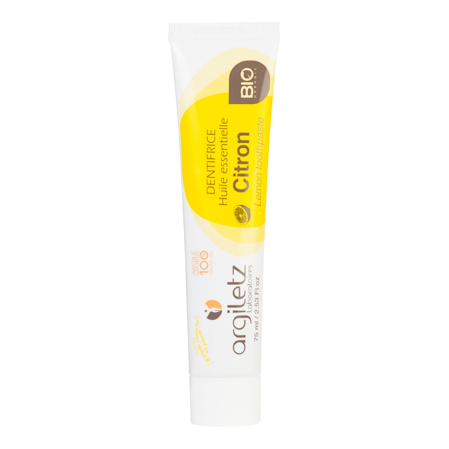 926016 Zubní pasta s bílým a žlutým jílem citron 75 ml BIO   ARGILETZ-1
