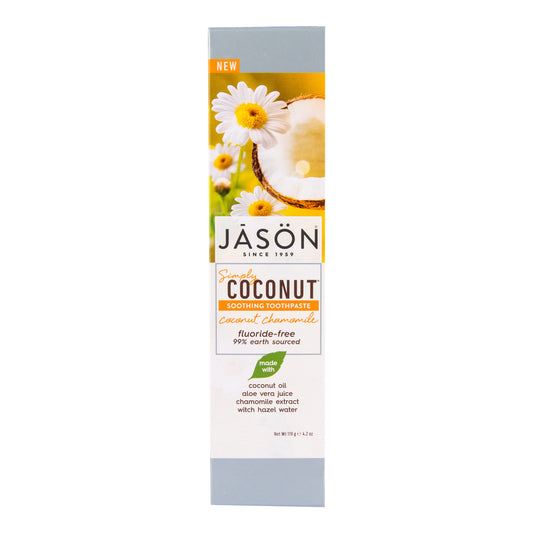 926025 Zubní pasta simply coconut zklidňující s heřmánkem 119 g   JASON-1