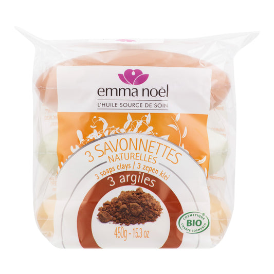 941252 Mýdlo rostlinné jíl 3x150 g BIO   EMMA NOËL-1