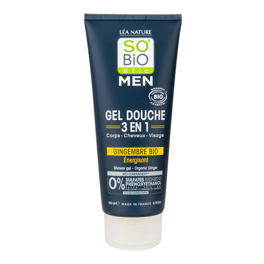 942393 Gel sprchový MEN 3v1 energetizující zázvor 200 ml BIO    SO’BiO étic-1