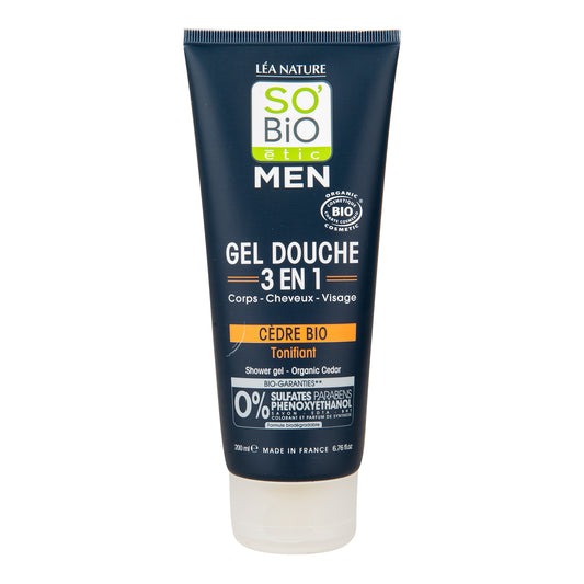 942394 Gel sprchový MEN 3v1 tonizující cedr 200 ml BIO    SO’BiO étic-1