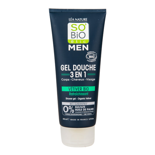 942395 Gel sprchový MEN 3v1 osvěžující vetiver 200 ml BIO    SO’BiO étic-1